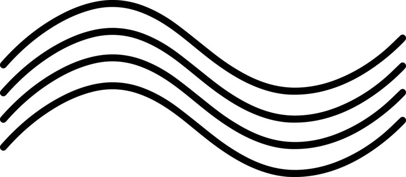 Four black parallel wavy lines vector illustration isolated on white background for graphic design