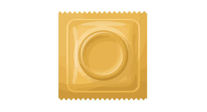 Yellow condom package, foil wrapped, safety protection, contraceptive