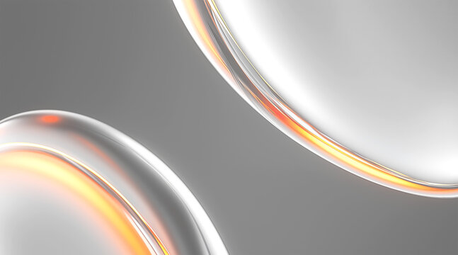 Two glossy chrome sphere with orange glowing rim on gray gradient background