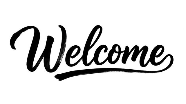 Welcome Text Design with Decorative Lettering Illustration