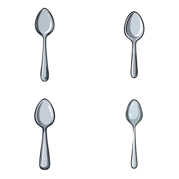 Set of four elegant metallic spoons with reflective surfaces and slender handles
