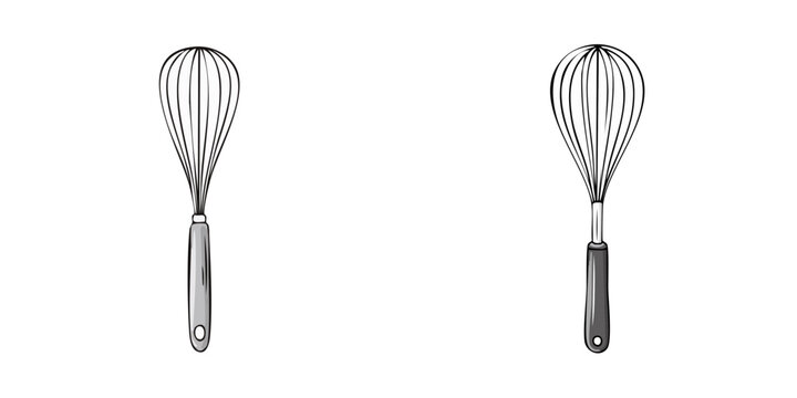 Set of two wire whisks with different handle styles, vintage illustration