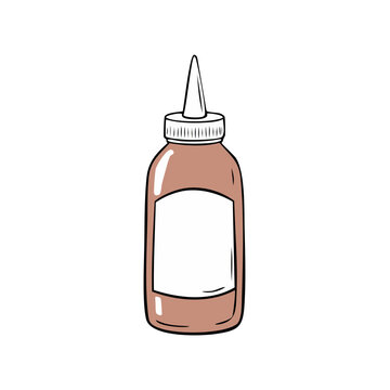 Hand Drawn Illustration of a Squeeze Bottle with a Blank Label and Cap