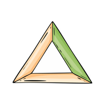 Geometric Triangle Frame with Two-Tone Wood and Green Sides