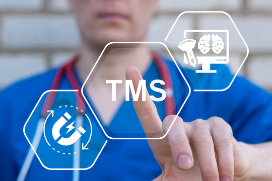 Medical concept of TMS Transcranial Magnetic Stimulation.