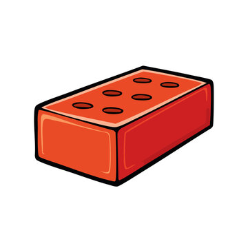 Red clay brick with six holes on top, a common building material for construction.