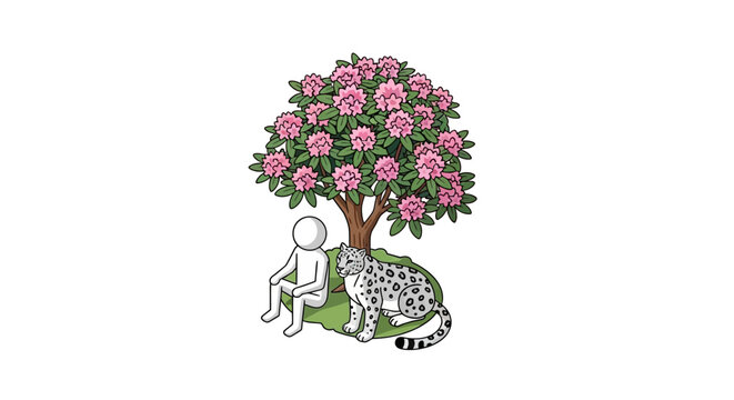 Whimsical illustration of child reading on giant turtle under tree.
