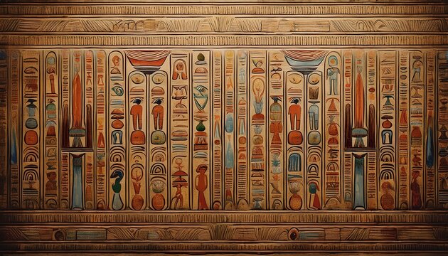 ancient egyptian hieroglyphics wall by generative ai