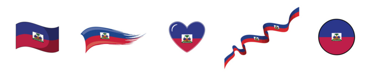 Obraz premium Haiti Flag Collection Flat Design National Symbol Vector Set