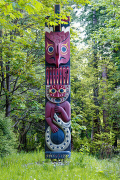 First Nations Totem Pole in Stanley Park, Vancouver, British Columbia