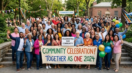 Obraz premium Diverse Community Celebrates Togetherness at Outdoor Festival