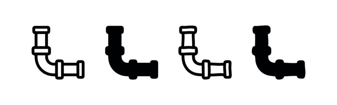 Pipe elbow icon set in different styles, vector