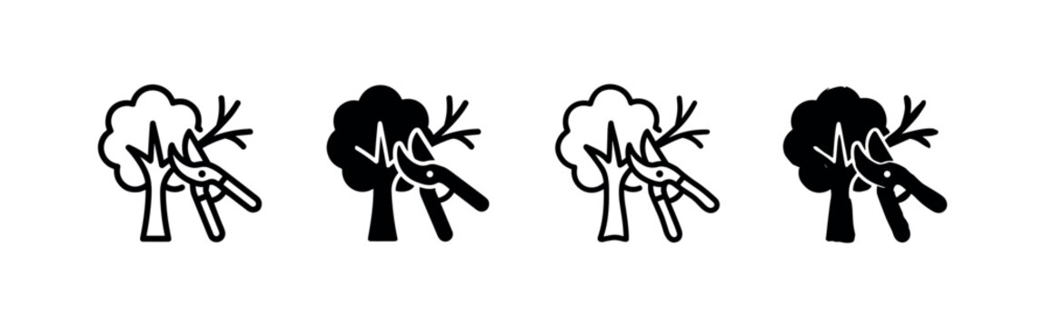 Tree Pruning with Shears Icon Set