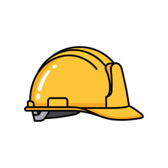 Fototapeta premium A bright yellow protective hard hat for construction site safety