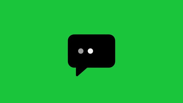 Chat bubble with loading dots represents a pending message in a platform. Loading message icon on green screen 