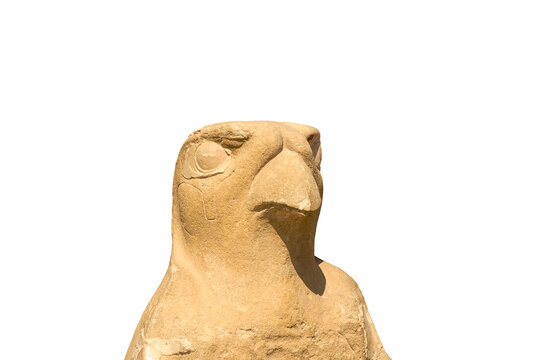 Bird stature at Temple of Hatshepsut. Luxor Egypt. Isolated