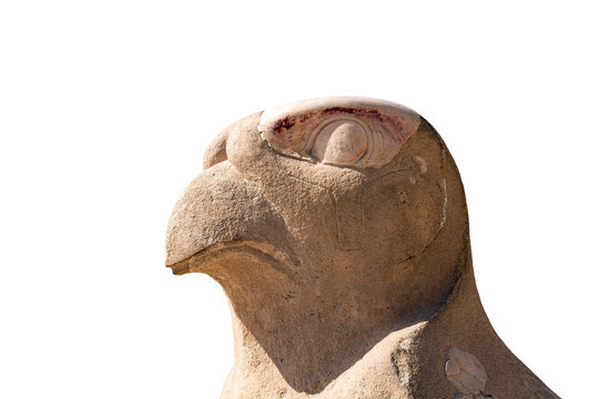 Bird stature at Temple of Hatshepsut. Luxor Egypt. Isolated