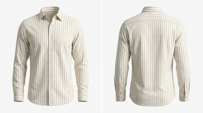 Ultra realistic 3D rendering of a white button-up shirt displayed from front and back on a clean background