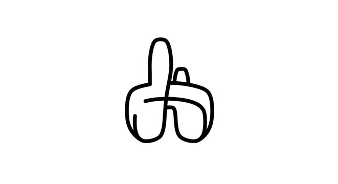 Minimalist abstract line art illustration of a male fertility symbol or reproductive icon. Simple hand-drawn black outline on white background concept.