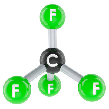 Carbon tetrafluoride CF4 molecule model. 3D rendering