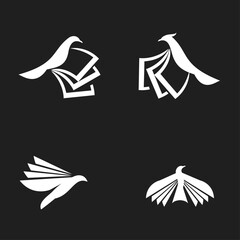 Fototapeta premium Abstract Bird and Book Logo Designs Representing Knowledge, Education, and Wisdom