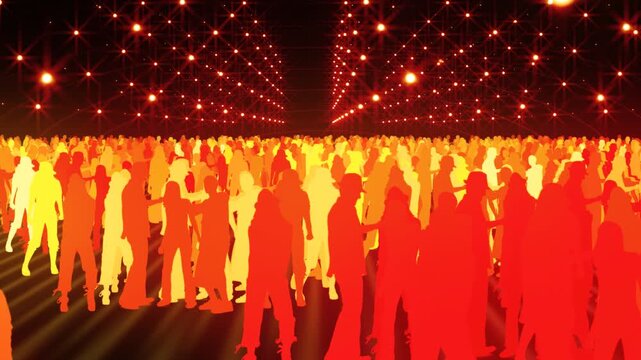 vector crowd people dance in concert loop motion background