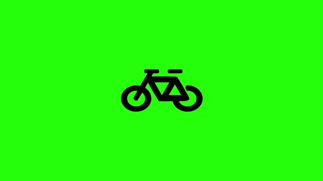 High quality 4K video showing a classic ecological bicycle eco transport vehicle silhouette bouncing smoothly. Creative element for delivery city map app.