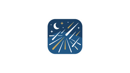 Abstract night sky with shooting stars and moon, minimalist vector graphic © alfan fikri