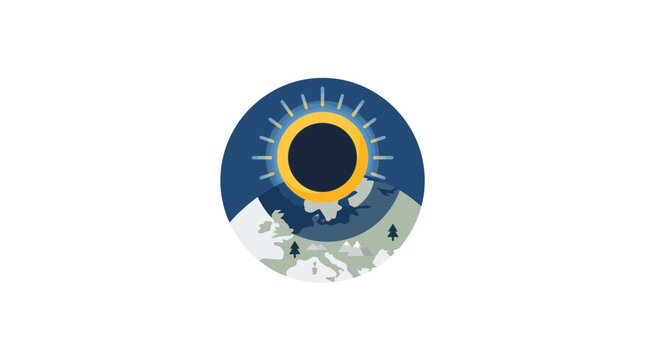 Abstract Solar Eclipse Over Earth Globe Graphic