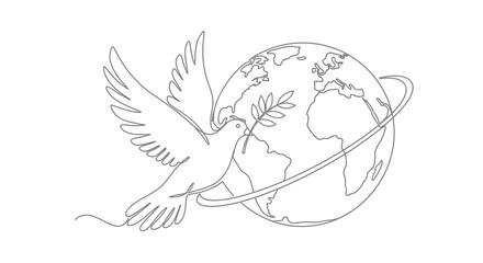 Dove of Peace with Olive Branch and Globe © Angka