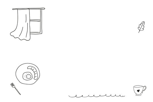 Lifestyle frame png cute breakfast time doodle drawing