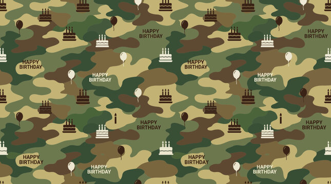 Camo Wrapping Paper Birthday Gift Pattern Vector