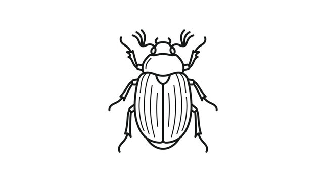 Simple symmetrical diving beetle line art icon.