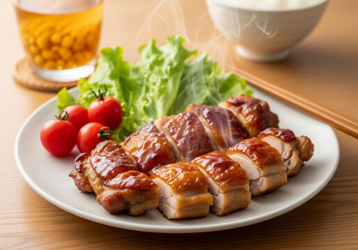 甘辛いタレが艶やかに絡んで香ばしく焼けた鶏の照り焼き