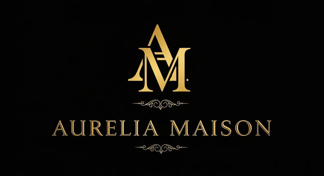 Elegant logo with initials and brand name on a dark background.