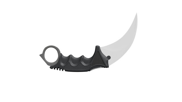 Curved Tactical Knife on Black Background
