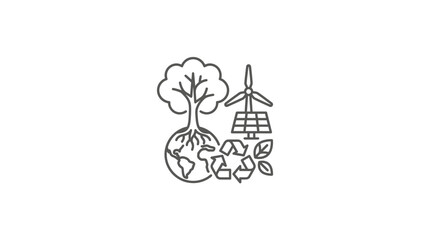 Naklejka premium Green energy icons with earth globe and tree.