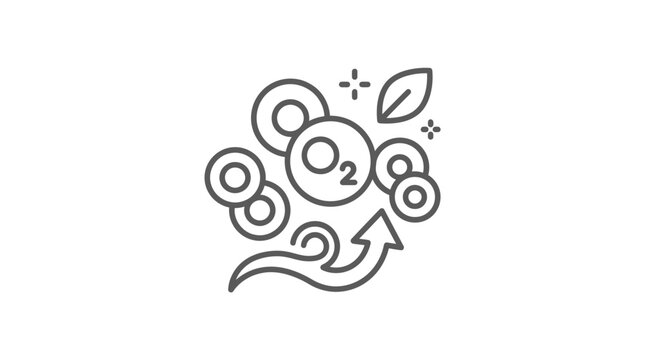 Oxygen bubbles with green leaf symbolizing fresh air production.