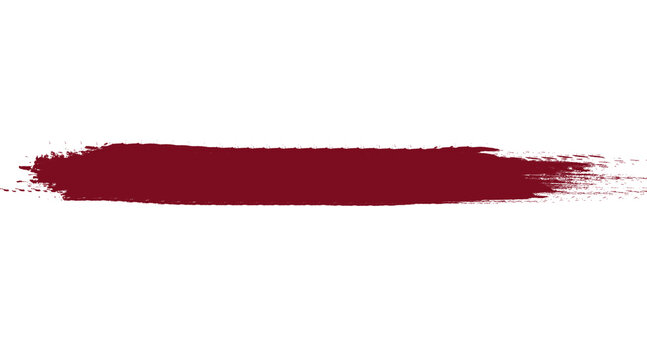 Burgundy red paint brush stroke on white background, horizontal maroon ink smear, textured wine colored acrylic swipe for graphic design