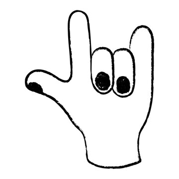 Love png hand gesture sticker, cute black and white doodle