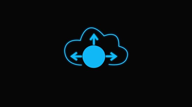 Cloud download icon animation. Isolated on a black background. Alpha channel.