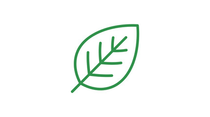 Simple green leaf icon with central vein. © Ucul