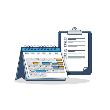 Calendar and Clipboard Checklist - Planning and Organization Concept