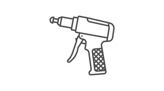 Pneumatic impact wrench air power tool line art illustration.