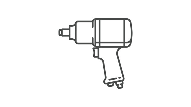 Side view line icon of pneumatic impact wrench.