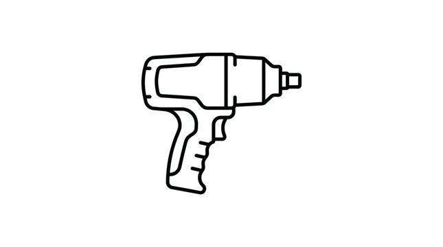 Professional pneumatic impact wrench power tool line icon.