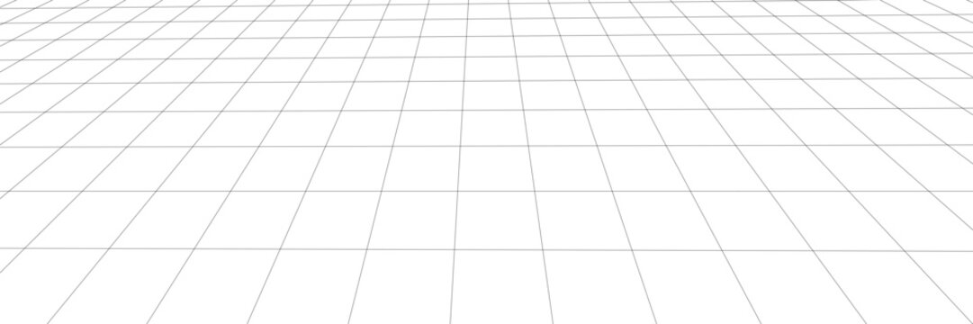 Vector perspective grid. Detailed lines forming an abstract background. Ultra wide illustration.