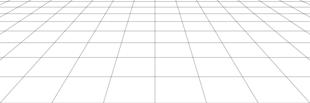 Vector perspective grid. Detailed lines forming an abstract background. Ultra wide illustration.