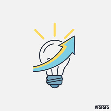 Lightbulb with upward arrow symbolizing innovation and growth