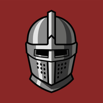 Medieval Knight Helmet Icon, Crusader Warrior Face Protection